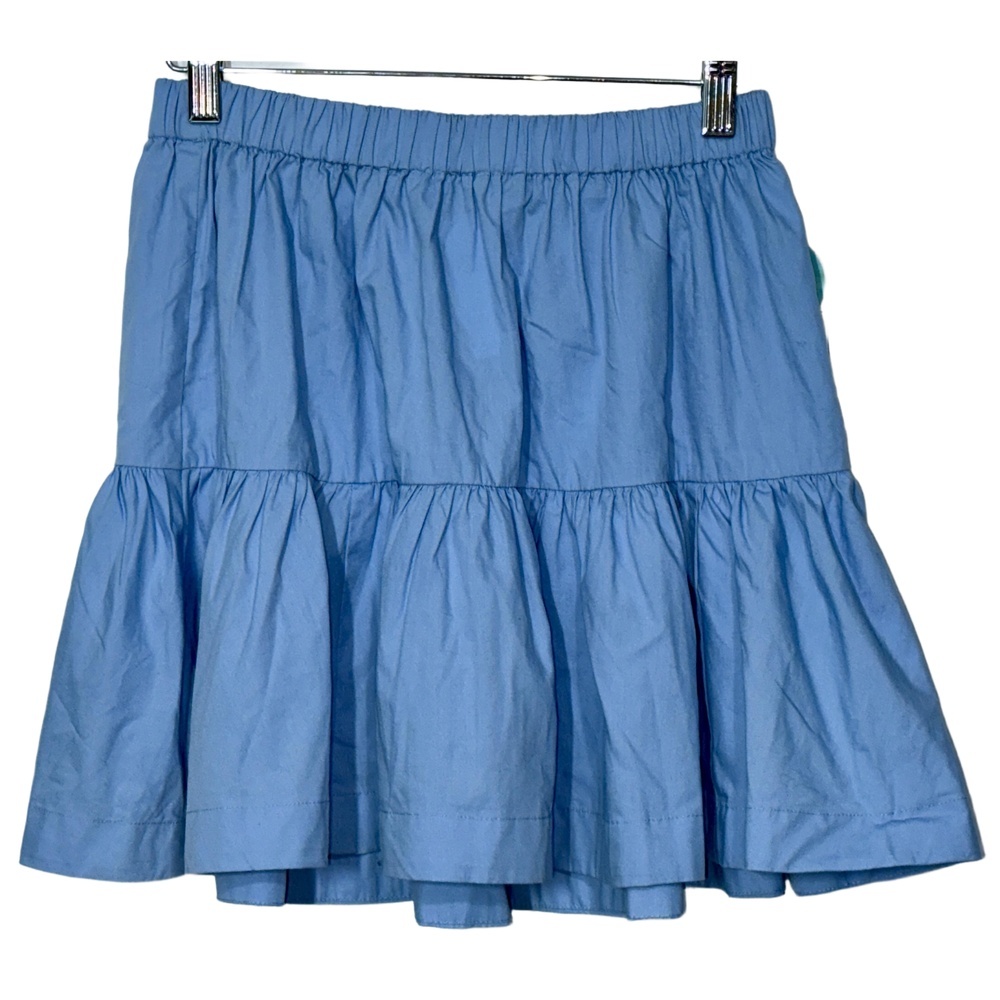 NEW Abercrombie & Fitch Blue Cotton Elastic Tiered Smocked Mini Skirt Size Small
